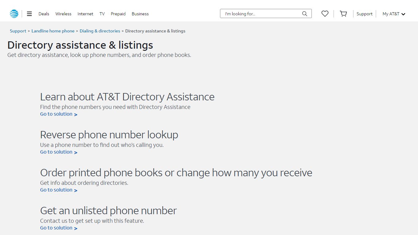 Directory assistance & listings support for Landline home phone ... - AT&T